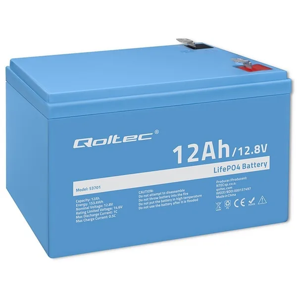 Baterie Qoltec LiFePO4 cu fosfat de litiu-fier | 12