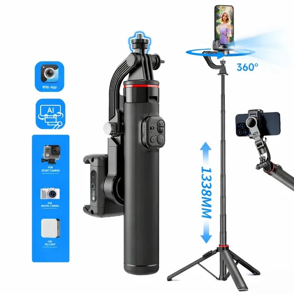 C22 Gimbal Inteligent cu AI & Urmarire Faciala 360° – Stabilizator