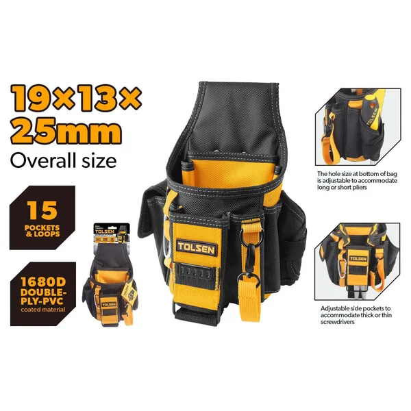 Geanta electrician profesionala TOLSEN INDUSTRIAL cu 15 buzunare si bucle