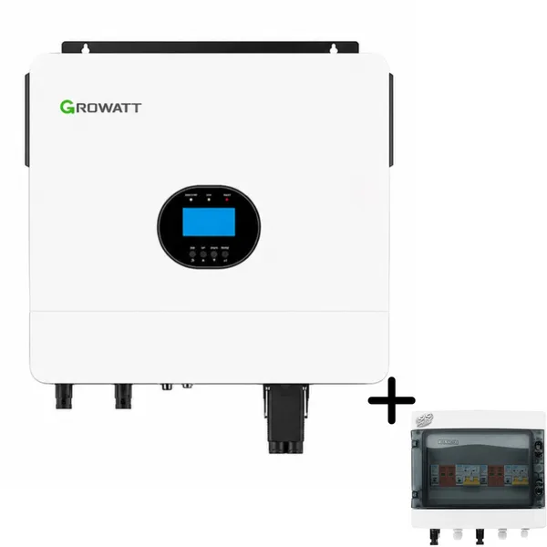 Invertor solar Growatt SPF 6000 ES Plus 6kW Off Grid + Cutie Protectie Fotovoltaica 2 Stri