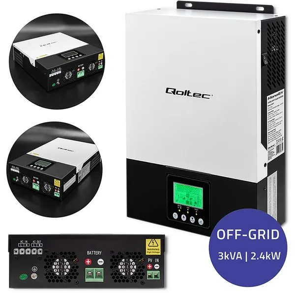 Invertor Solar Hibrid Off-Grid Qoltec 6kVA 2.4kW 80A MPPT Sinus Pur