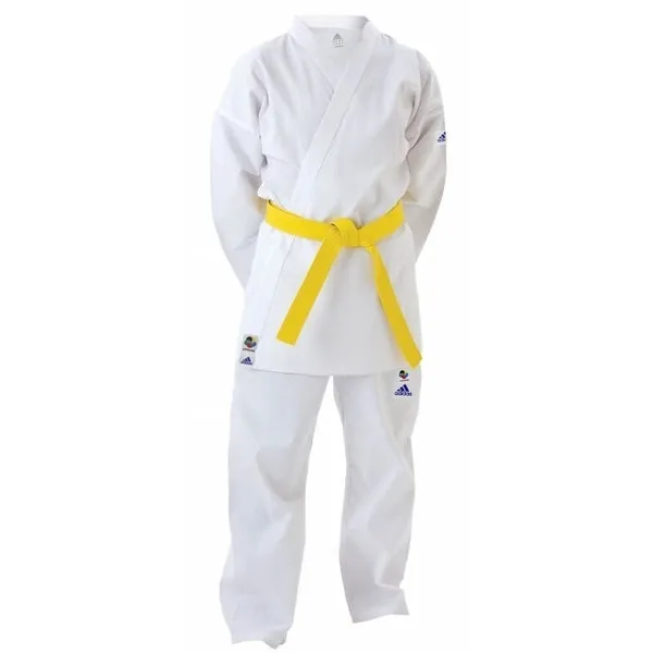 Kimono karate copii Adidas Karatega alb bumbac poliester set centura alba