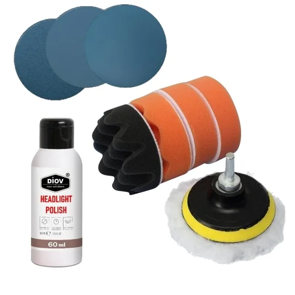 Kit polish faruri profesional cu 4 bureti