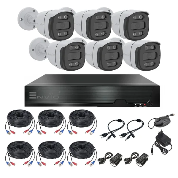 Kit/sistem supraveghere video complet ENVIO cu 6 camere FULL COLOR rezolutie 8MP AESS-KIT6