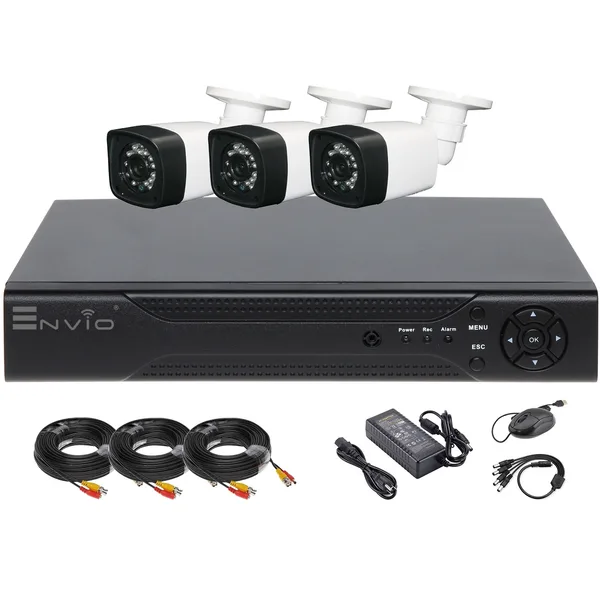 Kit/sistem supraveghere video cu 3 camere 5 MP ENVIO AESS-KIT3CHBFP50H500 vizualizare live