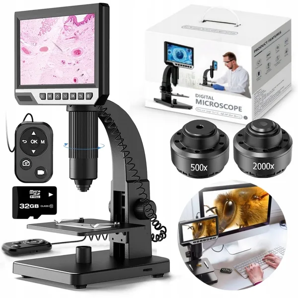 MICROSCOP DIGITAL PROFESIONAL 2000x 12MP 11LED HD ECRAN 7" 32GB MicroSD