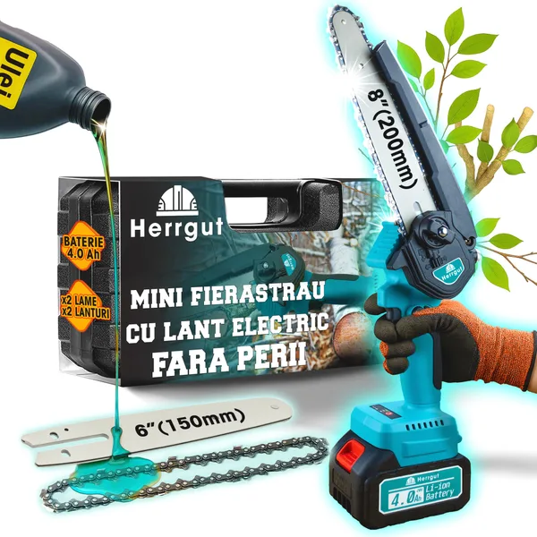 Mini fierastrau electric cu lant Herrgut 8 inch