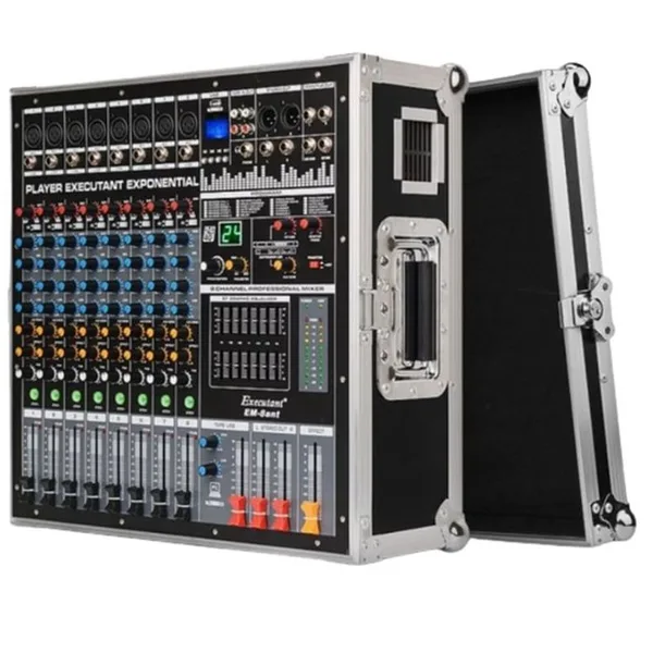 Mixer Audio Profesional 12 Canale cu Amplificare 600 W x 2