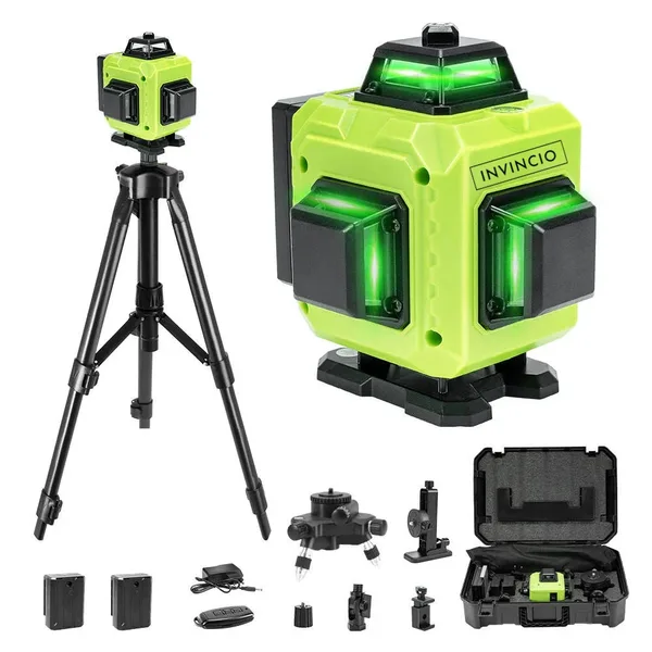 Nivela cu laser verde INVINCIO 4D cu telecomanda