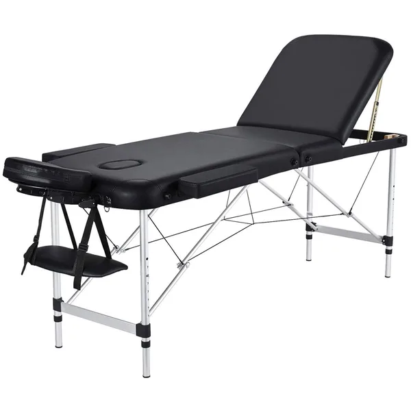 Pat pliabil negru din aluminiu usor Mamimo