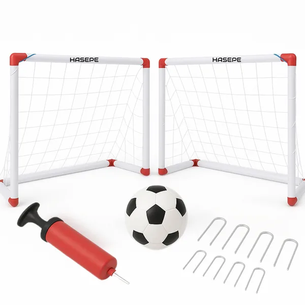 Set 2 porti fotbal HASEPE cu minge si pompa cu ac