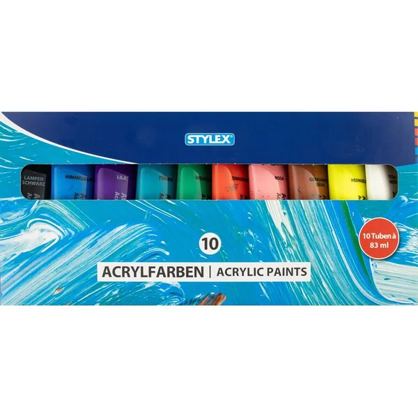 Set acuarele acrilice Stylex 10 culori x 83 ml