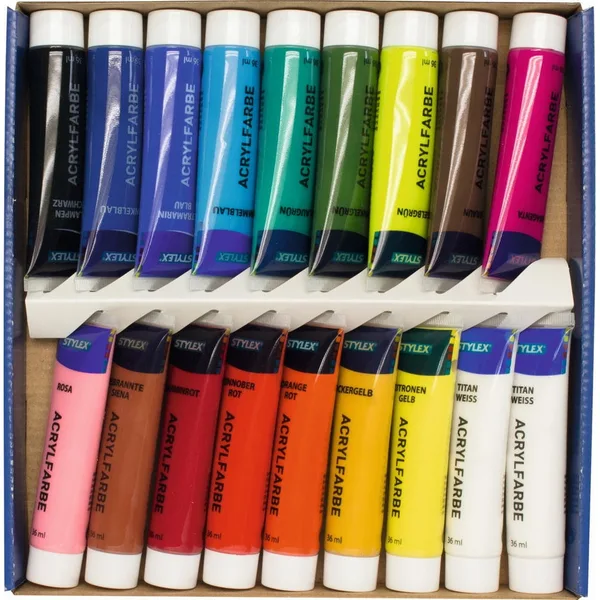 Set acuarele acrilice Stylex 18 culori x 36ml