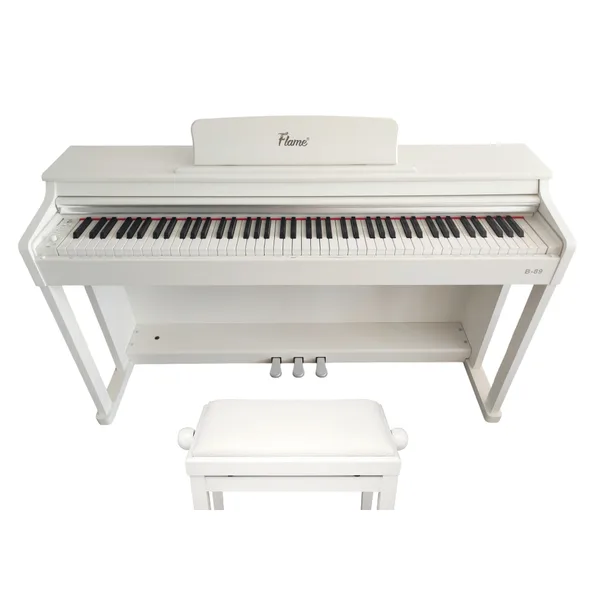 Set Pian Digital Flame B89 WH Alb + Scaun Classic Cantabile