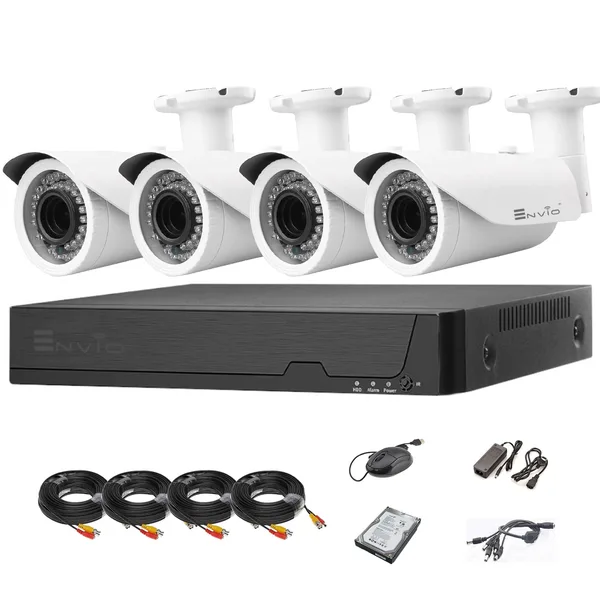 Sistem supraveghere video cu 4 camere rezolutie 5 MP ENVIO AESS-KIT4CHZEN70H500HDD