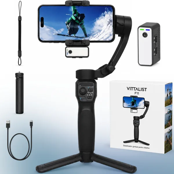 Stabilizator Gimbal 3 Axe pentru Telefon VITTALIST F11