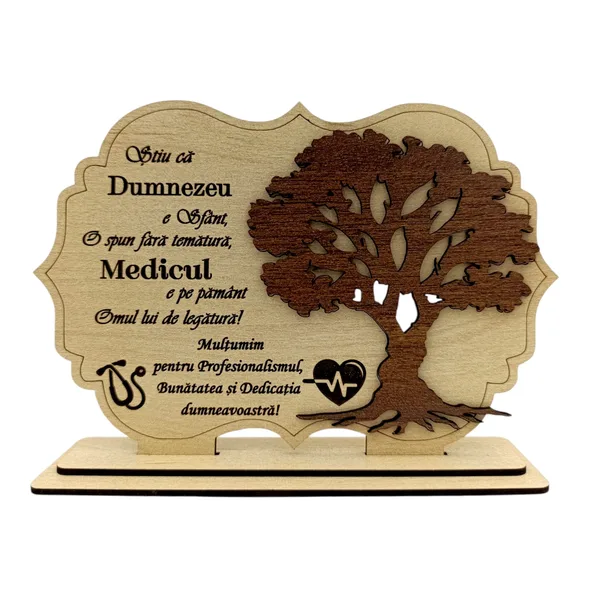Tablou din Lemn - Cadou Personalizat pentru Medic – 30x20 cm