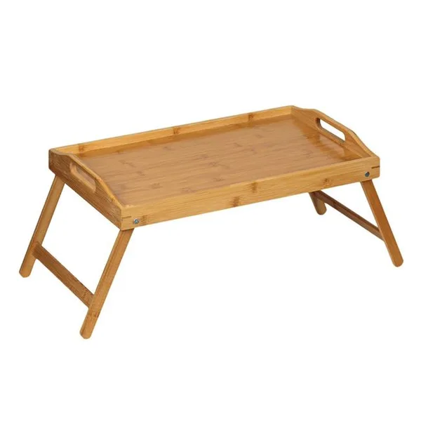 Tava de Servit la Pat cu Picioare Pliabile de Bambus 50x30x22cm